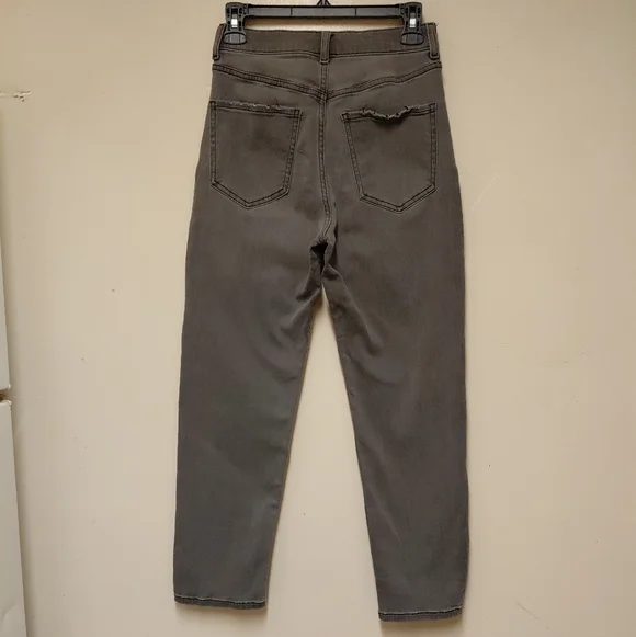 Express Super Highrise Grey Mom Jeans Size 0 Regular - Picture 2 of 12